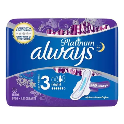 Serviettes hygiéniques Always Platinum Ultra Night, 6 pièces, P&G