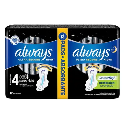 Absorbant Always Duo Pack Ultra Secure Night, 12 pièces, Taille 4, P&G