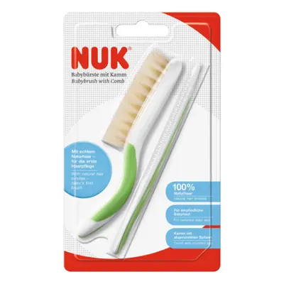 Set peigne et brosse cheveux naturels, différentes couleurs, Nuk