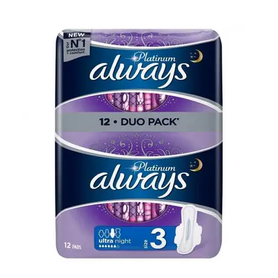 Serviettes Always Platinum Ultra Night, 12 pièces, P&G