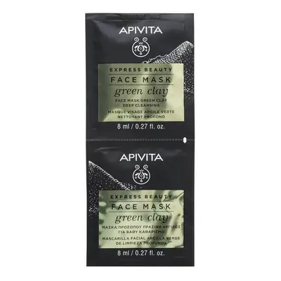 Masque à l'argile verte pour les peaux grasses, 2 x 8 ml, Apivita