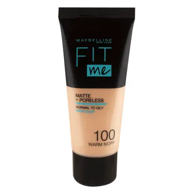 Maybelline New York Fit Me Fond de teint mat et sans pores 100 Warm Ivory, 30 ml