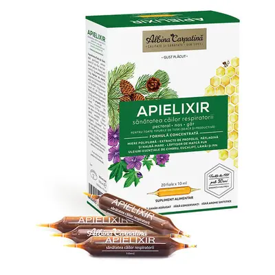 APIELIXIR santé respiratoire Abeille des Carpates, 20 ampoules x 10 ml, Apicola