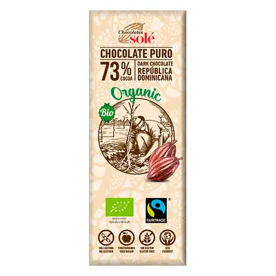 Chocolat noir bio 73% de cacao, 25g, Pronat