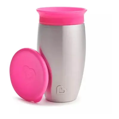 Tasse d'apprentissage Miracle 360 en acier inoxydable, +12 mois, rose, 296 ml, Munchkin