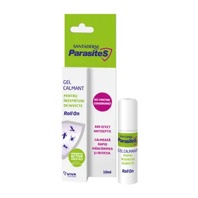 Gel apaisant contre les piqûres d'insectes Roll On Parasites Santaderm, 10 ml, Viva Pharma