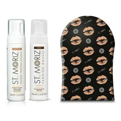 Promo Package St Moriz Professional Self Tanning Foam Medium + Foam Dark + Glove