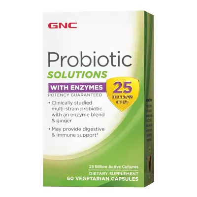 Gnc Probiotic Solutions With Enzymes, Probiotic Cu Digestive Enzyme 25 Billion Cfu, 60 Cps