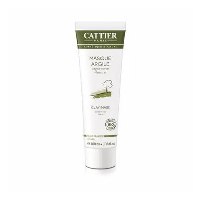 Masque bio à l'argile verte pour purifier les peaux grasses, 100 ml, Cattier