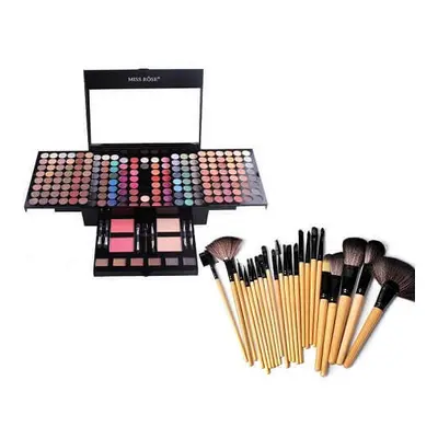 Promo Pack : Kit de maquillage professionnel Miss Rose 190 couleurs + 24 pinceaux de maquillage 