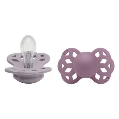 Sucettes en silicone Infinity Symmetric de BIBS, taille 1, Gris fossile / Mauve 2 pcs