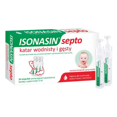 Isonasin Septo, solution de rinçage nasal, 5 ml x 20 ampoules