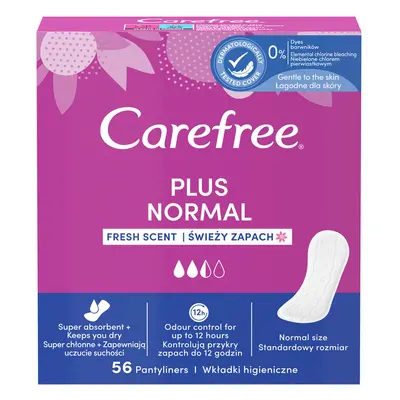 Carefree Plus Normal, serviettes hygiéniques, parfum frais/fresh fragrance, 56 pcs