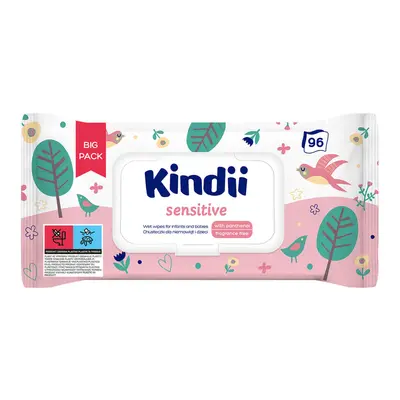 Kindii Sensitive, lingettes humides pour bébés et enfants, 96 pièces