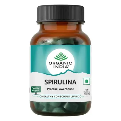 Spiruline de l'Inde biologique comprimés 120 pcs source naturelle de protéines