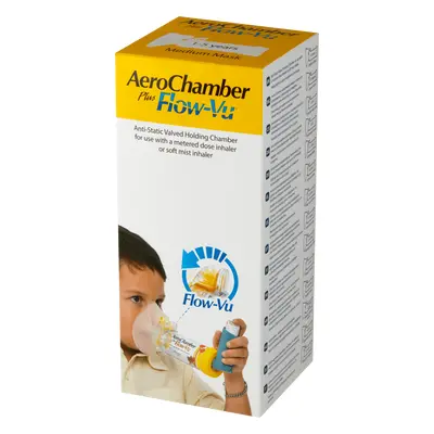 AeroChamber Plus Flow-Vu, chambre d'inhalation avec masque pour enfants, 1-5 ans, Medium, 1 pièc