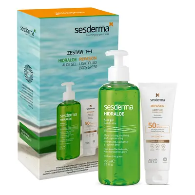 Sesderma Repaskin Light Fluid set, crème solaire légère pour le corps, SPF 50 200 ml + Hidraloe,