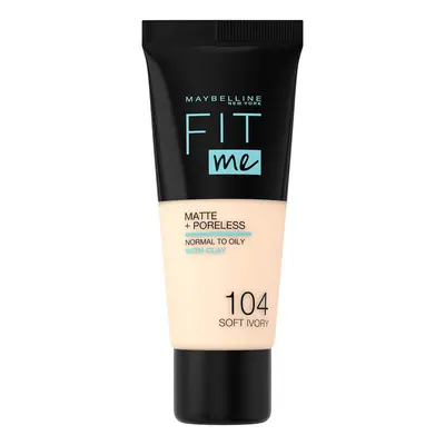 Maybelline Fit Me ! Matte and Poreless, fond de teint matifiant, No. 104, Soft Ivory, 30 ml