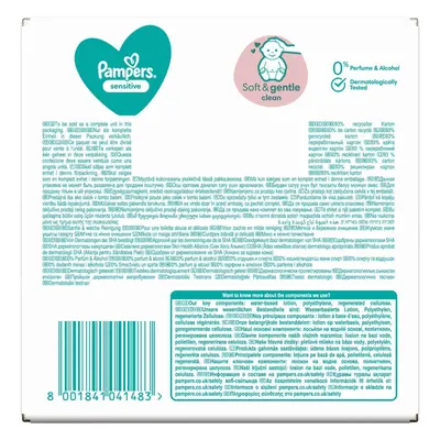 Pampers Sensitive, lingettes humides, peau délicate pour bébés et enfants, 12 x 52 pièces