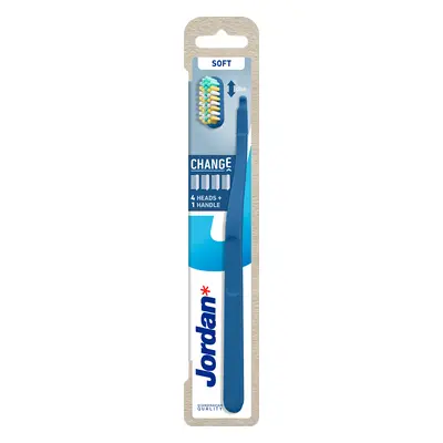 Jordan Change Soft, brosse à dents avec tête remplaçable, souple, 1 pièce + têtes de rechange, 4