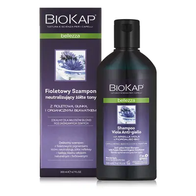 Biokap Bellezza, shampooing violet pour neutraliser les tons jaunes, 200 ml