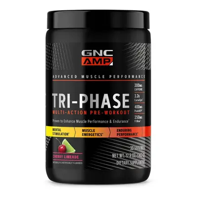 Gnc Amp Tri-phase Multi-action, Pre-workout avec arôme de citron vert et de cerise, 363 g