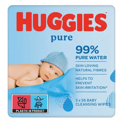 Huggies Pure, lingettes humides pour bébés, 3 x 56 pcs