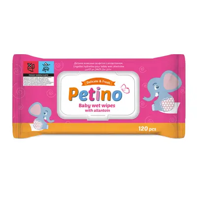 Petino, lingettes humides pour bébés et enfants, avec allantoïne, 120 pièces