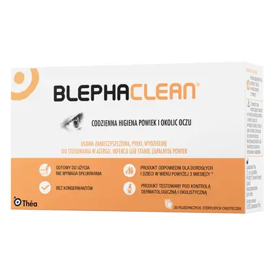 Blephaclean, lingettes stériles pour l'hygiène quotidienne des paupières, 20 pièces