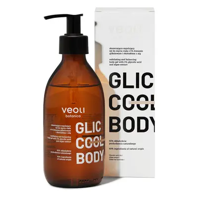 Veoli Botanica Glic Cool Body, gel douche exfoliant et régulateur avec 5% d'acide glycolique et 