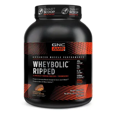 Gnc Amp Wheybolic Ripped, protéines de lactosérum, goût chocolat et beurre de cacahuète, 1199 g