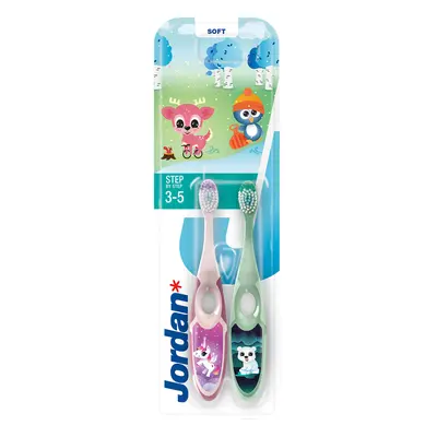 Jordan Step by Step, Brosse à dents pour enfants, 3-5 ans, souple, 2 pièces