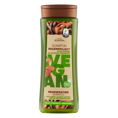 Joanna Vegan, shampooing régénérant aux protéines d'amande, cheveux poreux et abîmés, 300 ml