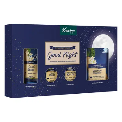 Set Kneipp Good Night, gel douche, 75 ml + huile de bain, 20 ml + huile corporelle 20 ml + sel d