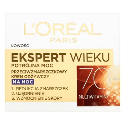 L'Oréal Age Expert 70+, crème de nuit nourrissante anti-rides, 50 ml