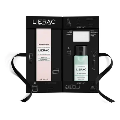 Lierac Hydragenist set, crème pour les yeux, 15 ml + eau micellaire, 50 ml + tampons cosmétiques