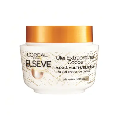 Masque multi-usages pour cheveux normaux à secs Huile de coco extraordinaire, 300 ml, Elseve