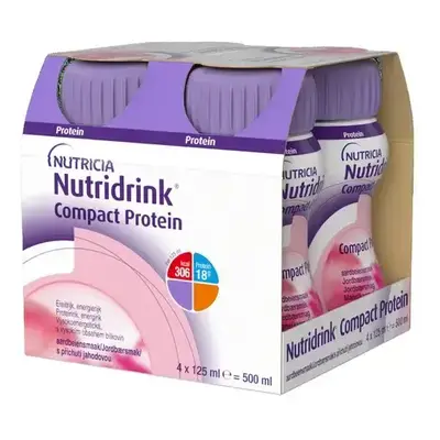 Nutridrink protéine compacte avec arôme de fraise, 4 x 125 g, Nutricia