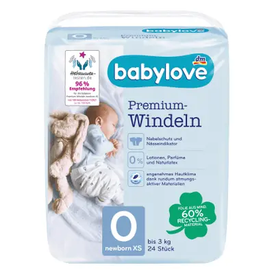 Babylove Premium Couches Nouveau-né, jusqu'à 3kg, 24 pièces