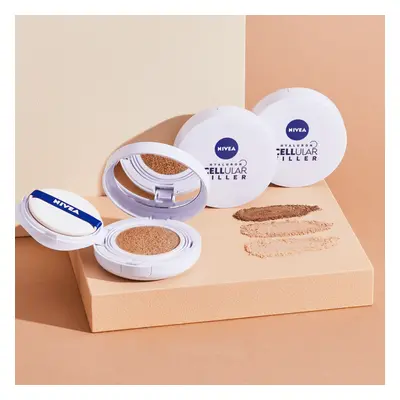 Nivea Cellular Expert Finish 3in1 Care Cushion, fond de teint crème anti-rides dans un coussin, 