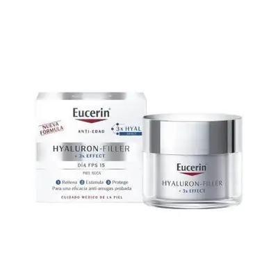 Eucerin Hyaluron Filler Day Cream pour les peaux sèches avec triple effet anti-âge, 50 ml