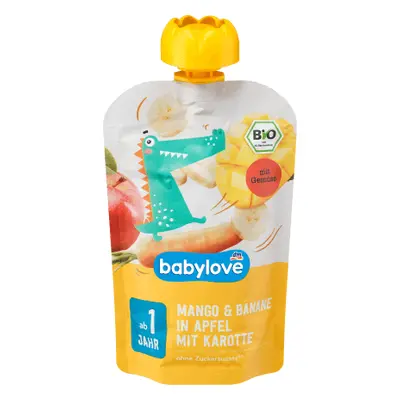 Babylove Sachets à la mangue avec banane et carotte ECO, 12+, 100 g