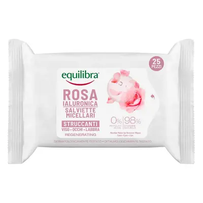 Equilibra Rosa, lingettes démaquillantes visage micellaires à la rose, acide hyaluronique, 25 pi