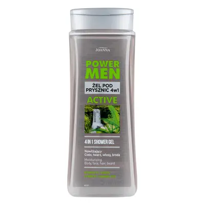 Joanna Power Men, gel douche actif 4 en 1 pour hommes, vitamine PP, chanvre, 300 ml