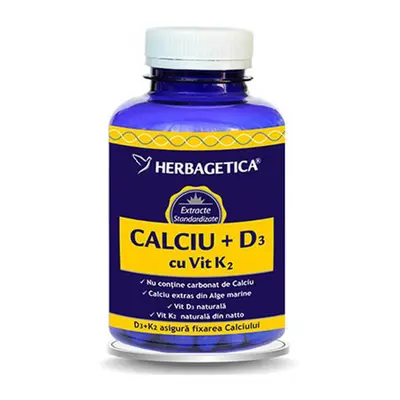 Calcium + D3 + Vitamine K2, 120 gélules, Herbagetica