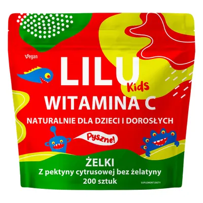 Lilu Kids Vitamine C, gelées naturelles pour enfants et adultes, saveur orange, 200 pièces