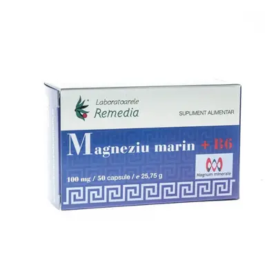 Magnésium marin + B6 100mg, 50 gélules, Remedia