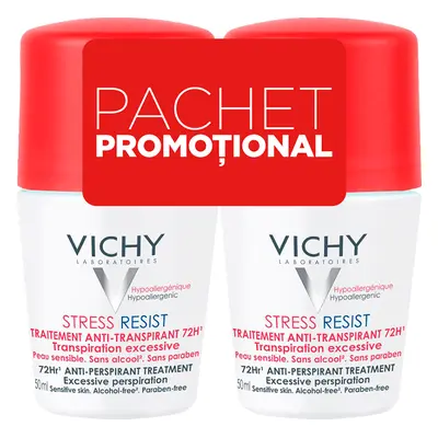 Vichy Stress-Resist 72h Intensive Antiperspirant Roll-On Déodorant, 50 ml + 50 ml