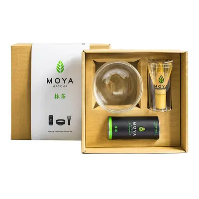 Moya Matcha Matcha Starter Kit, Matcha Traditionnel Japonais Bio, 30 g + théière en verre, 1 pc 