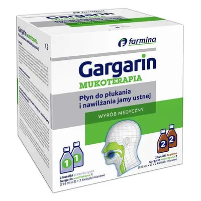 Gargarin Mucotherapy, bain de bouche et hydratant buccal, 4 x 225 ml